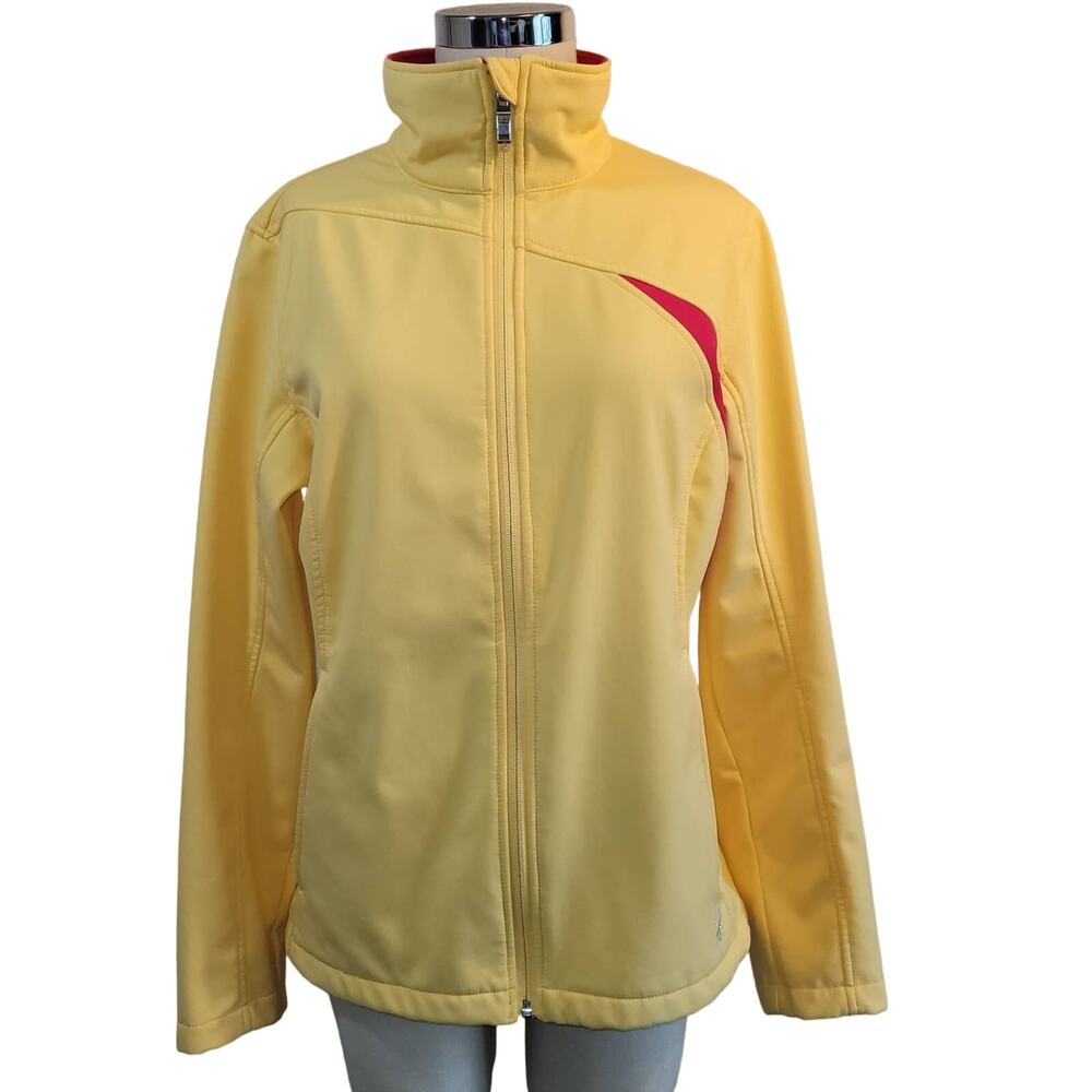 Spyder Women’s Yellow Softshell Jacket L Running Hiking Water Resistant Gorpcore